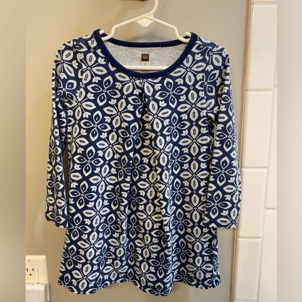 Tea Collection Snowfall Pleat Navy Dress / Size 3 / GUC